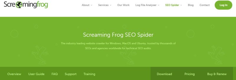 Screaming Frog SEO Spider главная страница